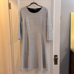 Lands End Ponte Striped 3/4 Sleeve Fit and Flare